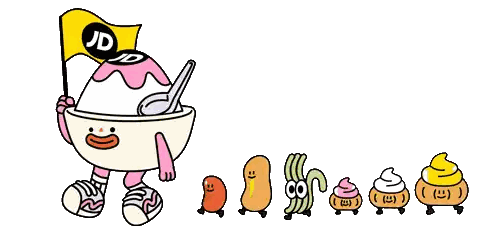 JD Syrizz Logo Cartoon Character Holding Flag