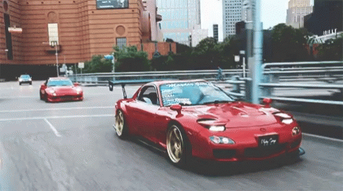 Jdm Dazzling Red Mazda Rx7 Driving GIF