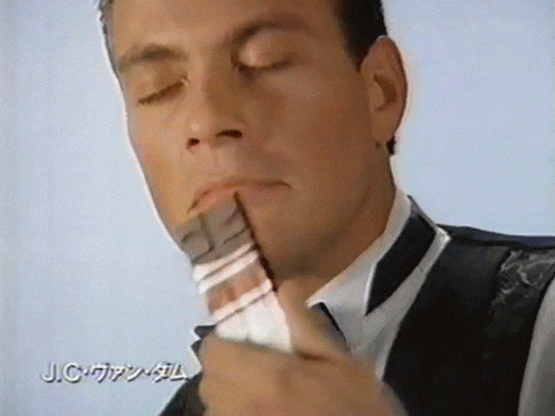 Jean Claude Van Damme Classic Chocolate Commercial GIF