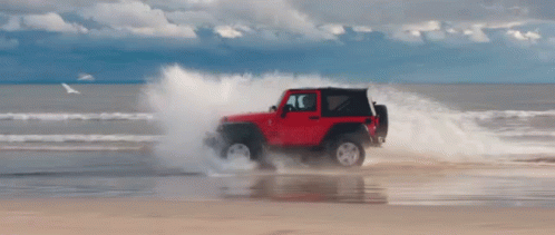 Jeep Driving On Beach GIF