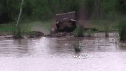 Jeep Ramping On Lake GIF