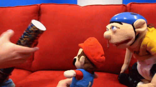 Jeff Puppet With Confetti GIF