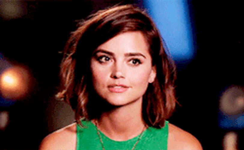 Jenna Coleman Smiling And Eyes Rolling GIF