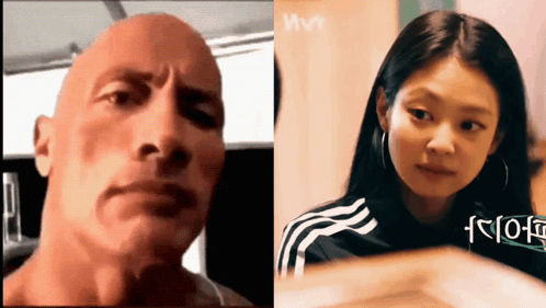 Jennie And Dwayne Rock Eyebrows GIF