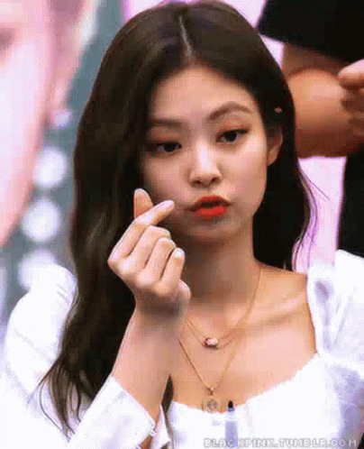 Jennie Kim Smile And Finger Heart GIF