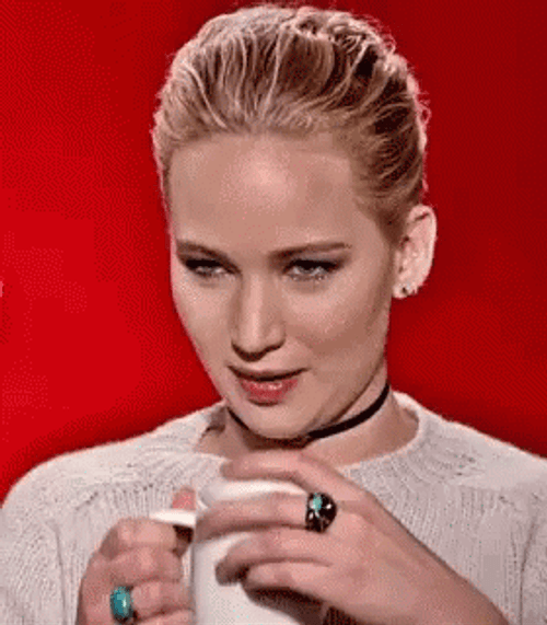 Jennifer Lawrence Drinking On A Mug GIF