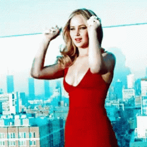 Jennifer Lawrence In Red Dress GIF