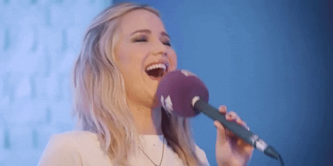 Jennifer Lawrence Laughter On Microphone GIF