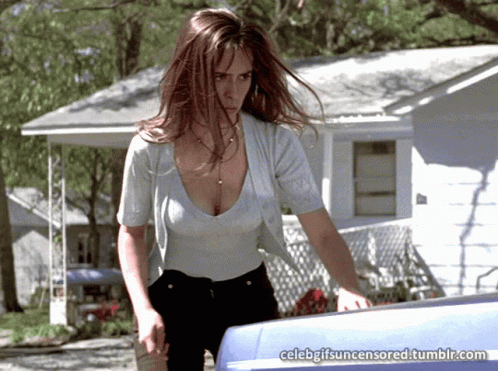 Jennifer Love Hewitt Checking Her Car GIF