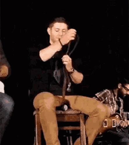 Jensen Ackles American Actor Belt Whip Clap GIF