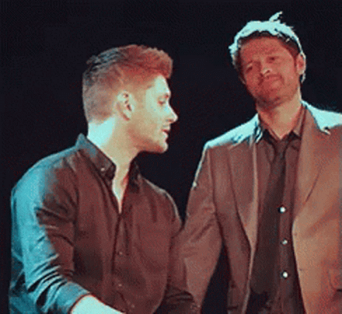 Jensen Ackles Misha Collins Supernatural Kiss GIF