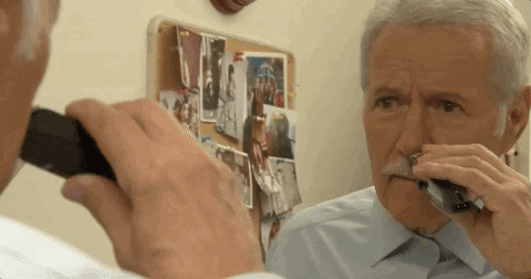 Jeopardy Alex Trebek Trimming Beard GIF