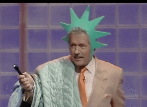 Jeopardy Alex Trebek Funny Statue Of Liberty GIF