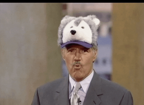 Jeopardy Host Alex Trebek Wolf Hat GIF