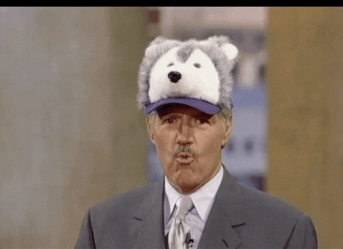 Jeopardy Host Alex Trebek Wolf Hat GIF