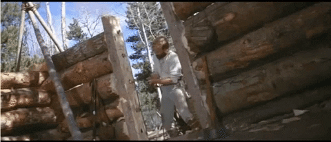 Jeremiah Johnson Tired Building Cabin Woods GIF