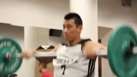 Jeremy Lin Lifts Barbell Row Fast GIF