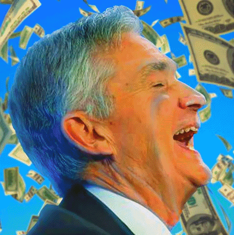 Jerome Powell Raining Money Meme GIF