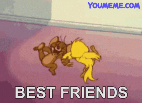 Jerry and Tweety Laying on Floor Best Friends