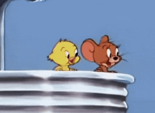 Jerry and Tweety Looking at Each Other