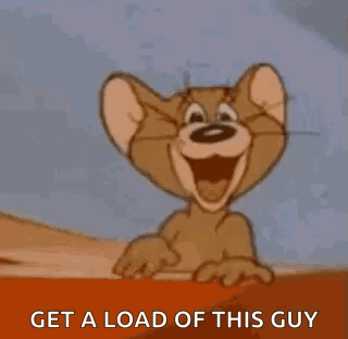 jerry from tom and jerry is giving a thumbs up and pointing .