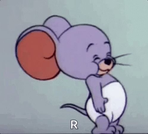 Jerry From Tom And Jerry Is Wearing A Diaper And A Boxing Glove . GIF
