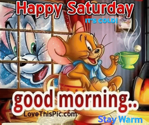 Jerry Mouse Is Sitting In Front Of A Window Holding A Cup Of Coffee .. GIF