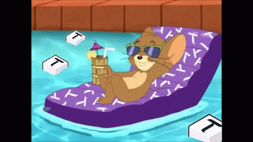 Jerry Mouse On Inflatable Pool Bed GIF