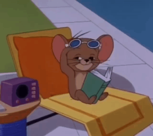 Jerry Mouse Relaxing On Sun Lounger GIF