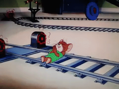 Jerry Mouse Saved By Cuckoo From Tom's Train GIF