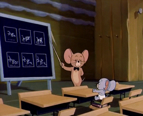 Jerry Mouse Teaching Nibbles GIF