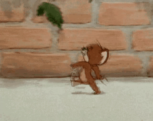 Jerry Running in Front of Brick Wall