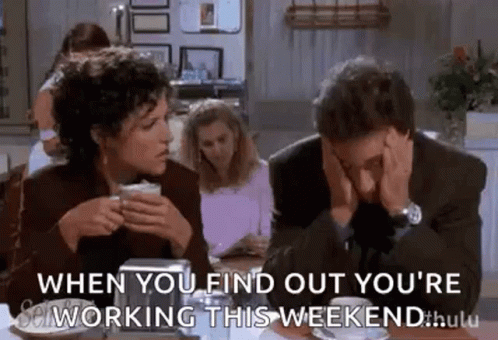 Jerry Seinfeld Frustrated Working Saturday GIF
