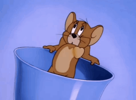 Jerry Sitting in Blue Cup