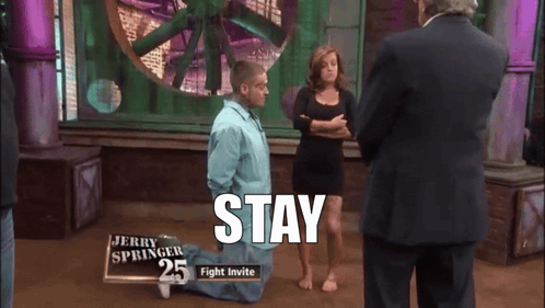 Jerry Springer 25 Fight Invite Is Being Advertised On A Tv Show GIF