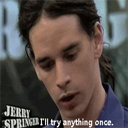 Jerry Springer Says I 'Ll Try Anything Once In A Close Up Of His Face GIF