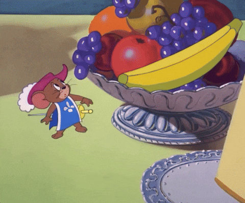 Jerry The Mouse Swallowed Spinning Banana GIF