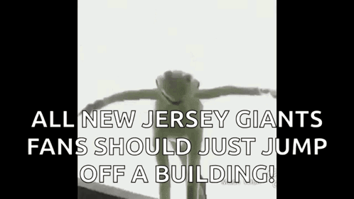 Jersey Giants Kermit Falling Off Building GIF