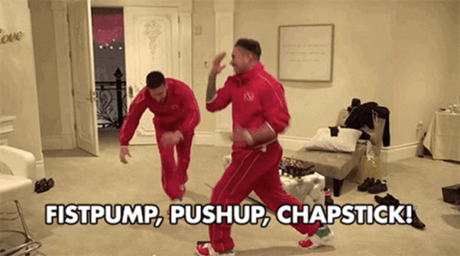 Jersey Shore Fist Pump Push Up Chap Stick GIF