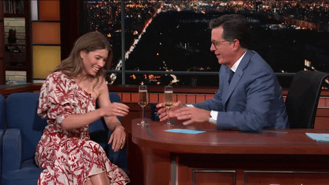 Jessica Biel Appearance On Stephen Colbert Late Show GIF