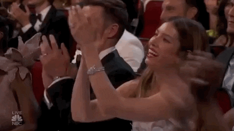 Jessica Biel Applauding At Emmys Awards GIF