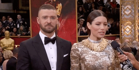 Jessica Biel Being Interviewed With Justin Timberlake GIF