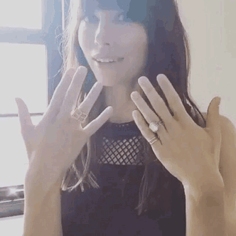 Jessica Biel Showing Off Her Rings GIF