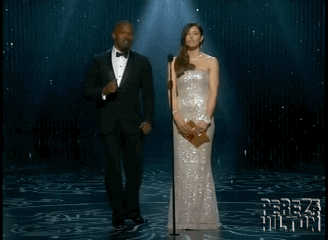 Jessica Biel With Jamie Foxx On Stage GIF