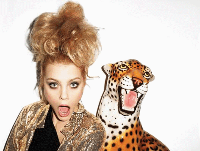 Jessica Stam With A Cheetah GIF