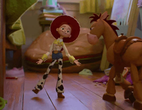 Jessie from Toy Story Next to Horse