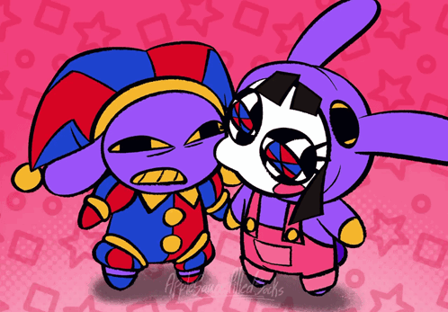Jester and Bunny on Pink Background Named Amanda