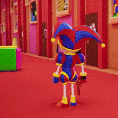 Jester Cartoon on Red Carpet Hallway