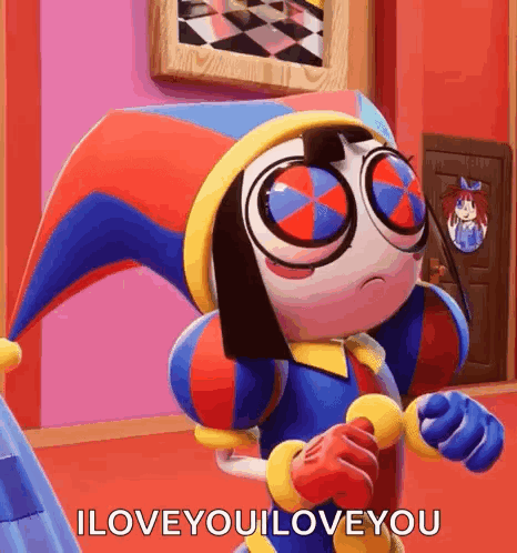 Jester Hat Glasses Character Saying I Love You