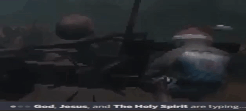 Jesus And The Holy Spirit Are Typing On A Computer Screen GIF